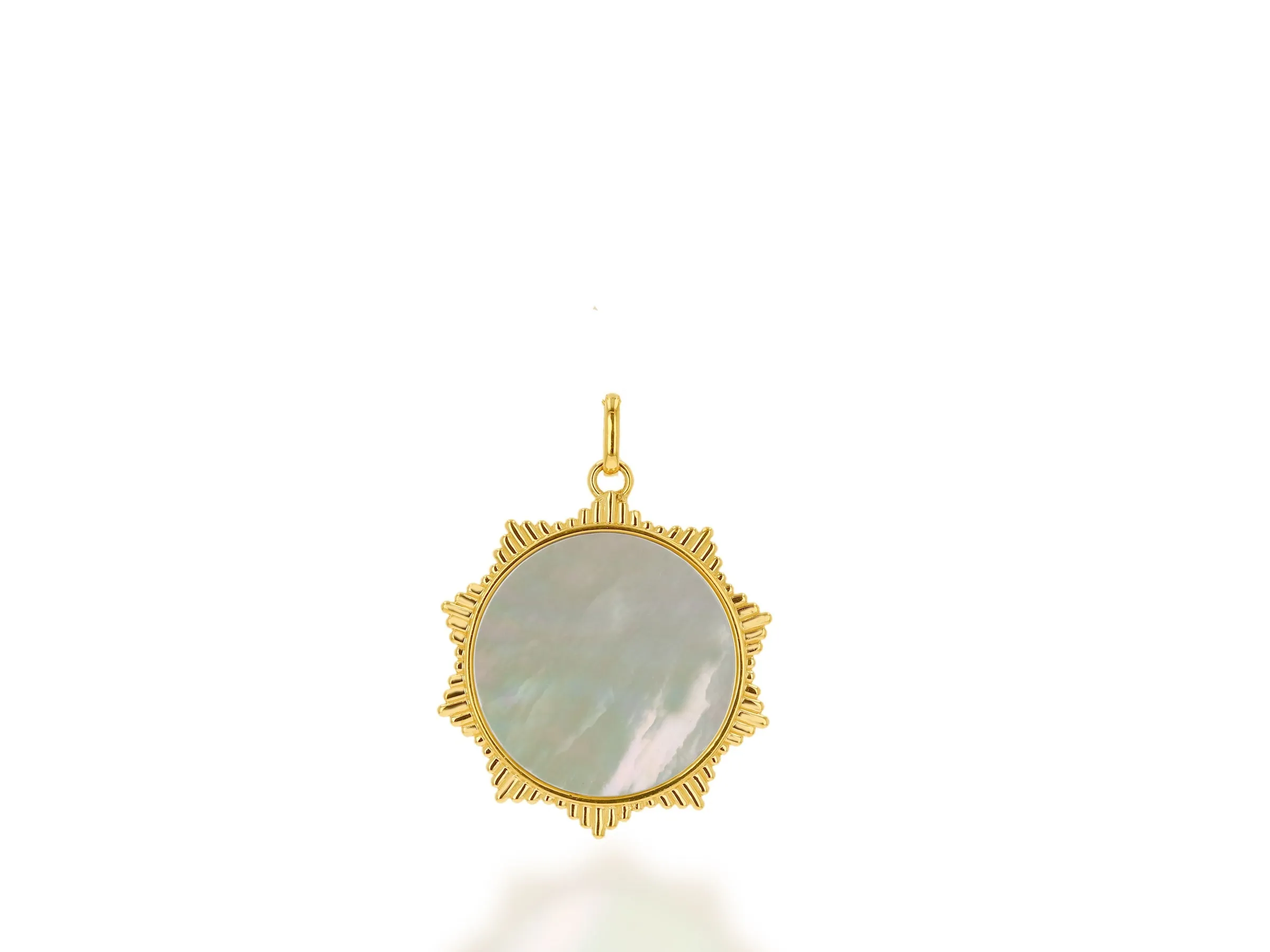 Fluted White Mother Of Pearl Sun Charm