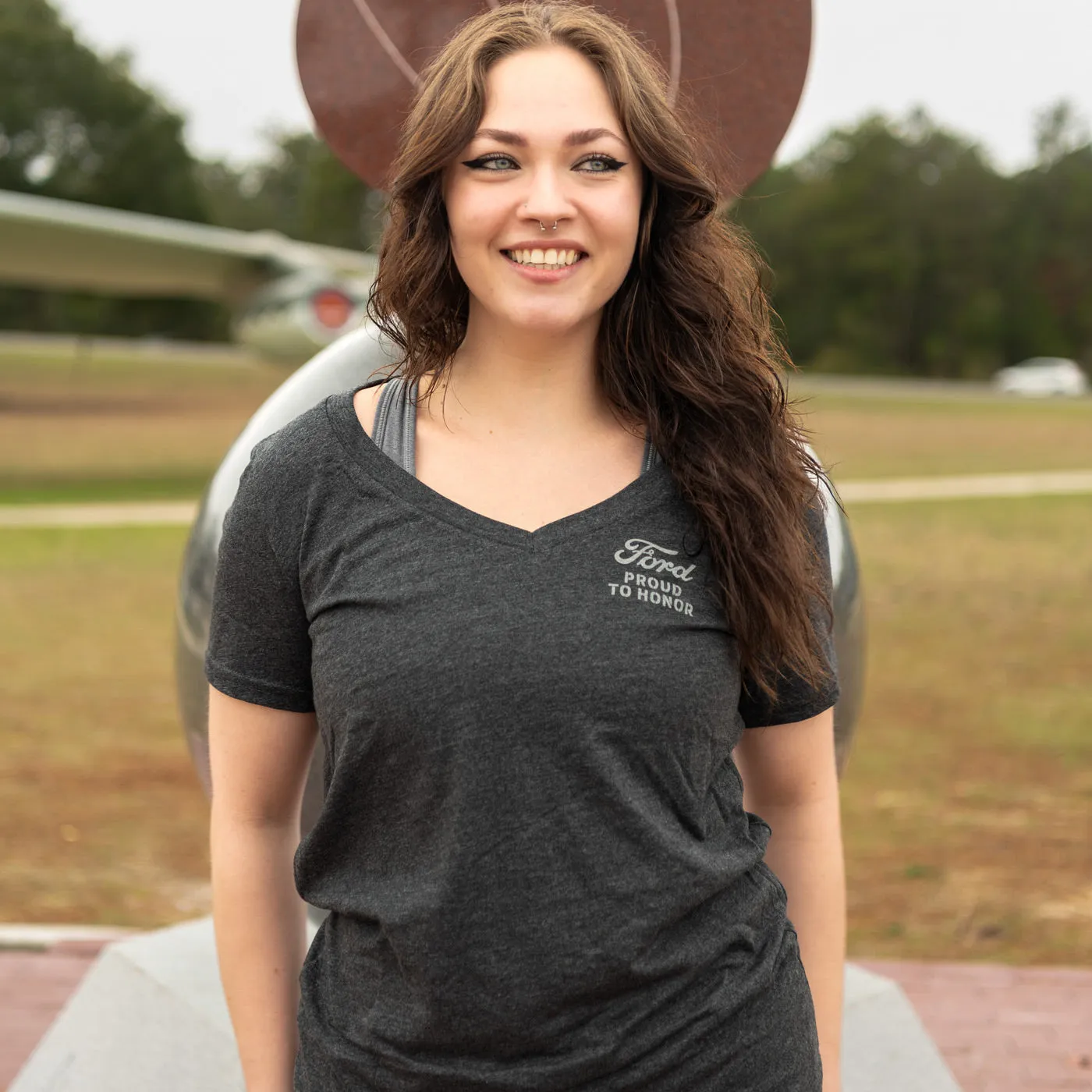 Ford Proud to Honor Women's Eagle V-Neck T-Shirt