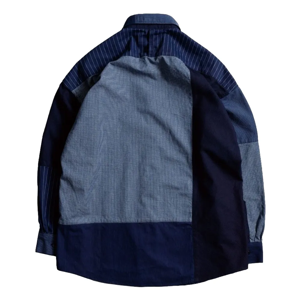 FUNDAMENTAL PATCHWORK SHIRT RINSE-INDIGO