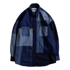 FUNDAMENTAL PATCHWORK SHIRT RINSE-INDIGO