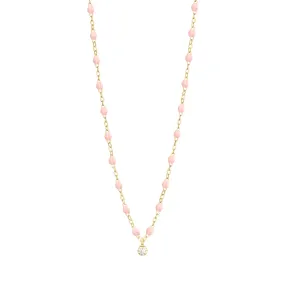 Gigi Supreme Classic 1 Diamond Necklace, Baby Pink, Yellow Gold, 16.5"