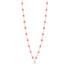 Gigi Supreme Classic 1 Diamond Necklace, Pink, Yellow Gold, 16.5"