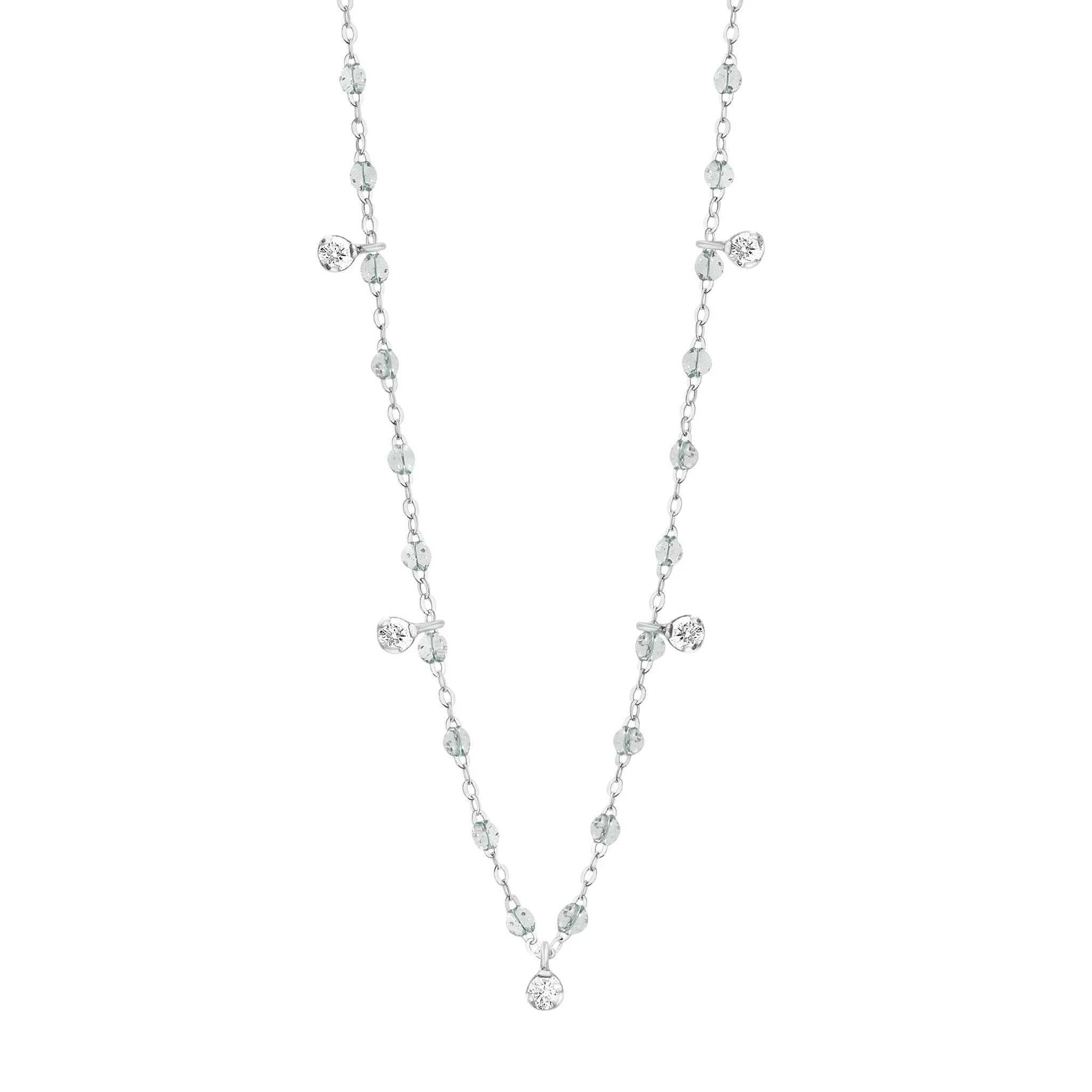 Gigi Supreme Classic 5 Diamond Necklace, Sparkle, White Gold, 17.7"