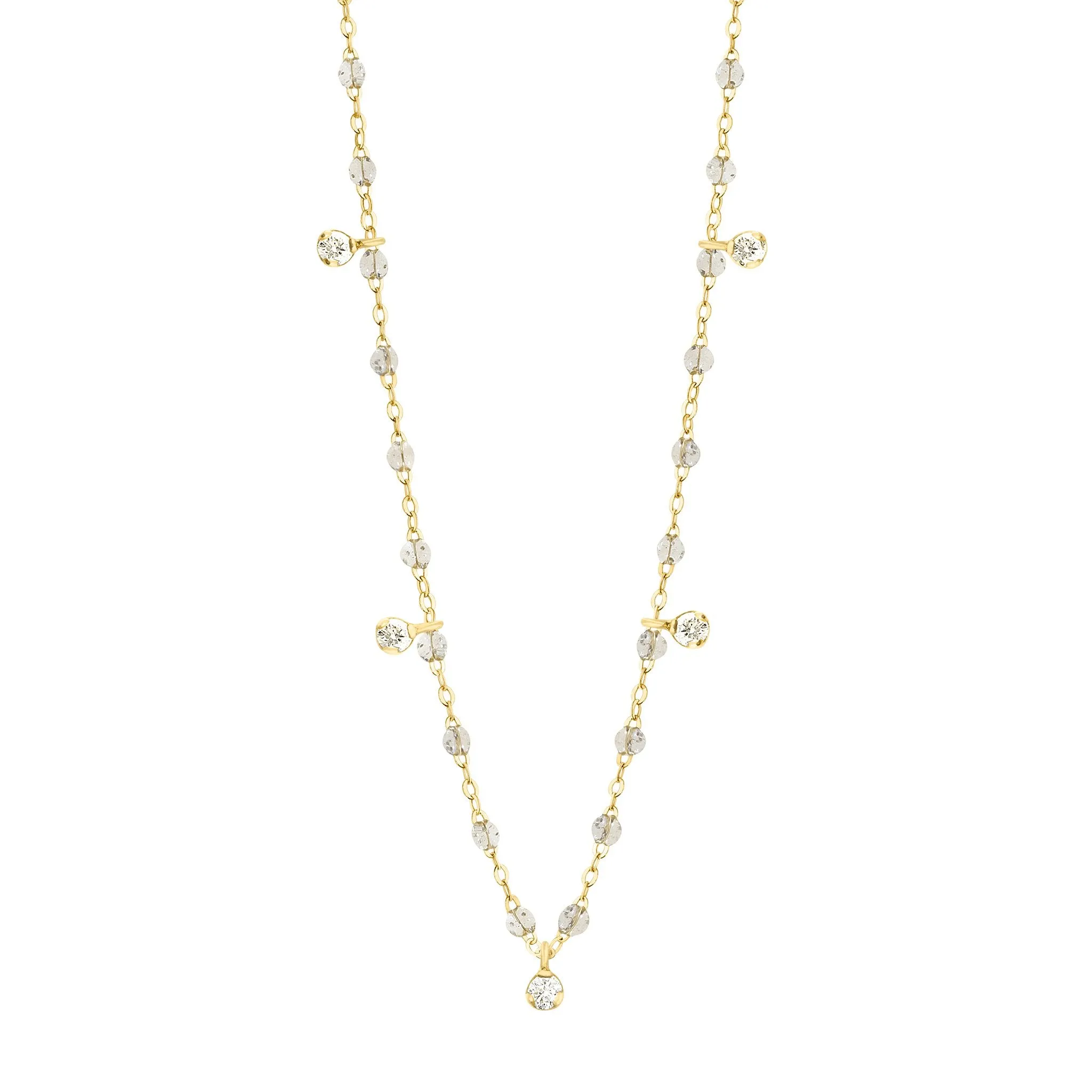 Gigi Supreme Classic 5 Diamond Necklace, Sparkle, Yellow Gold, 17.7"