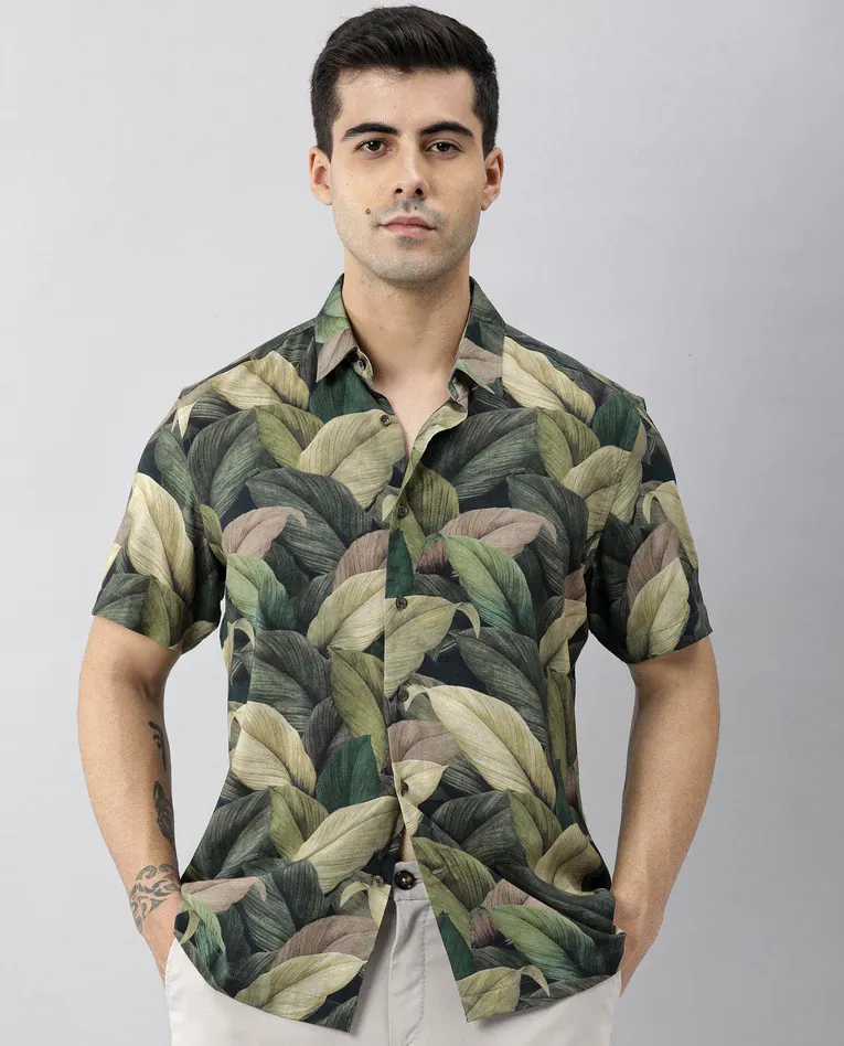 Green Leaf Printed Shirt