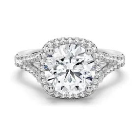 Halo Round Cut Engagement Ring With Split Shank