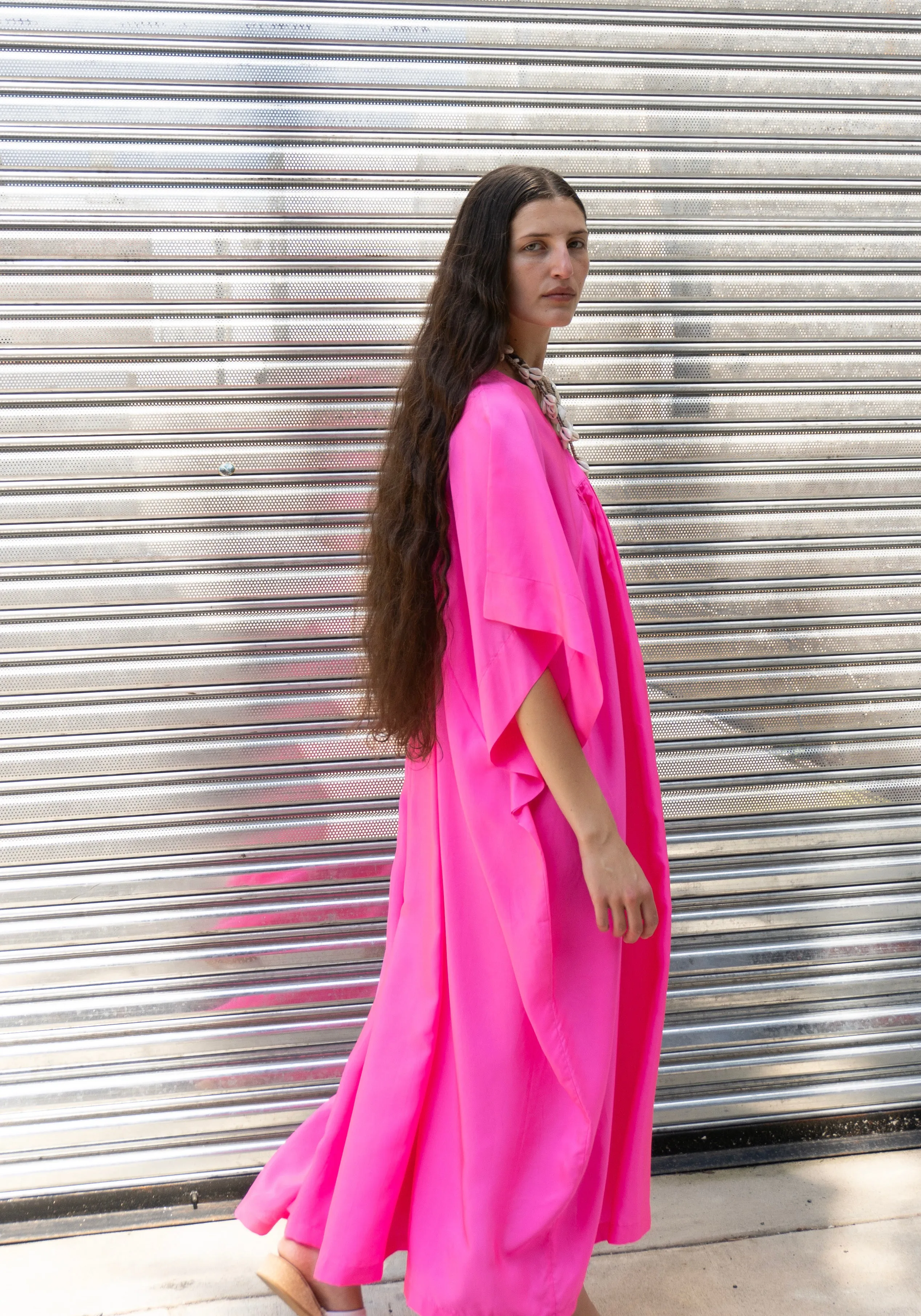 Hanoi Caftan Dress in Fuchsia