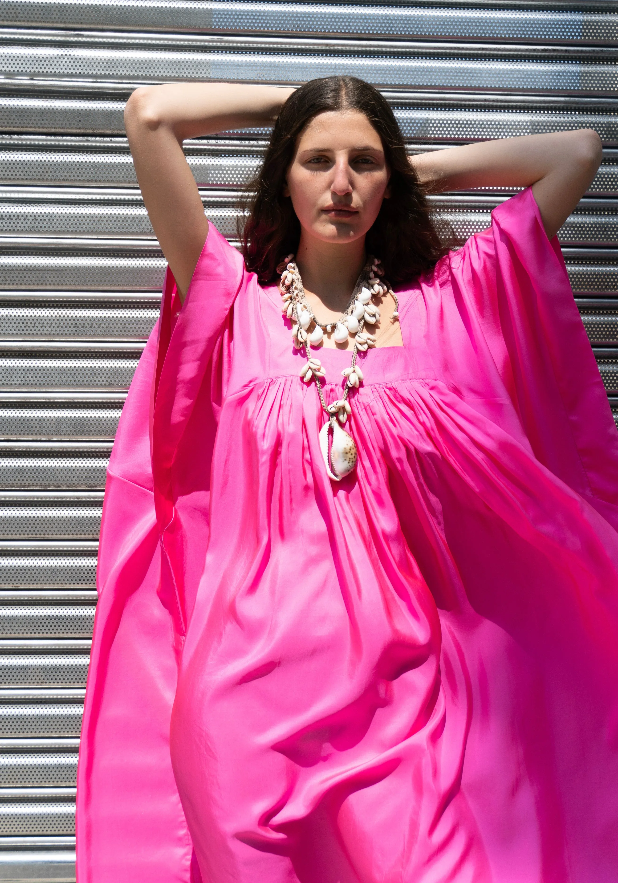 Hanoi Caftan Dress in Fuchsia