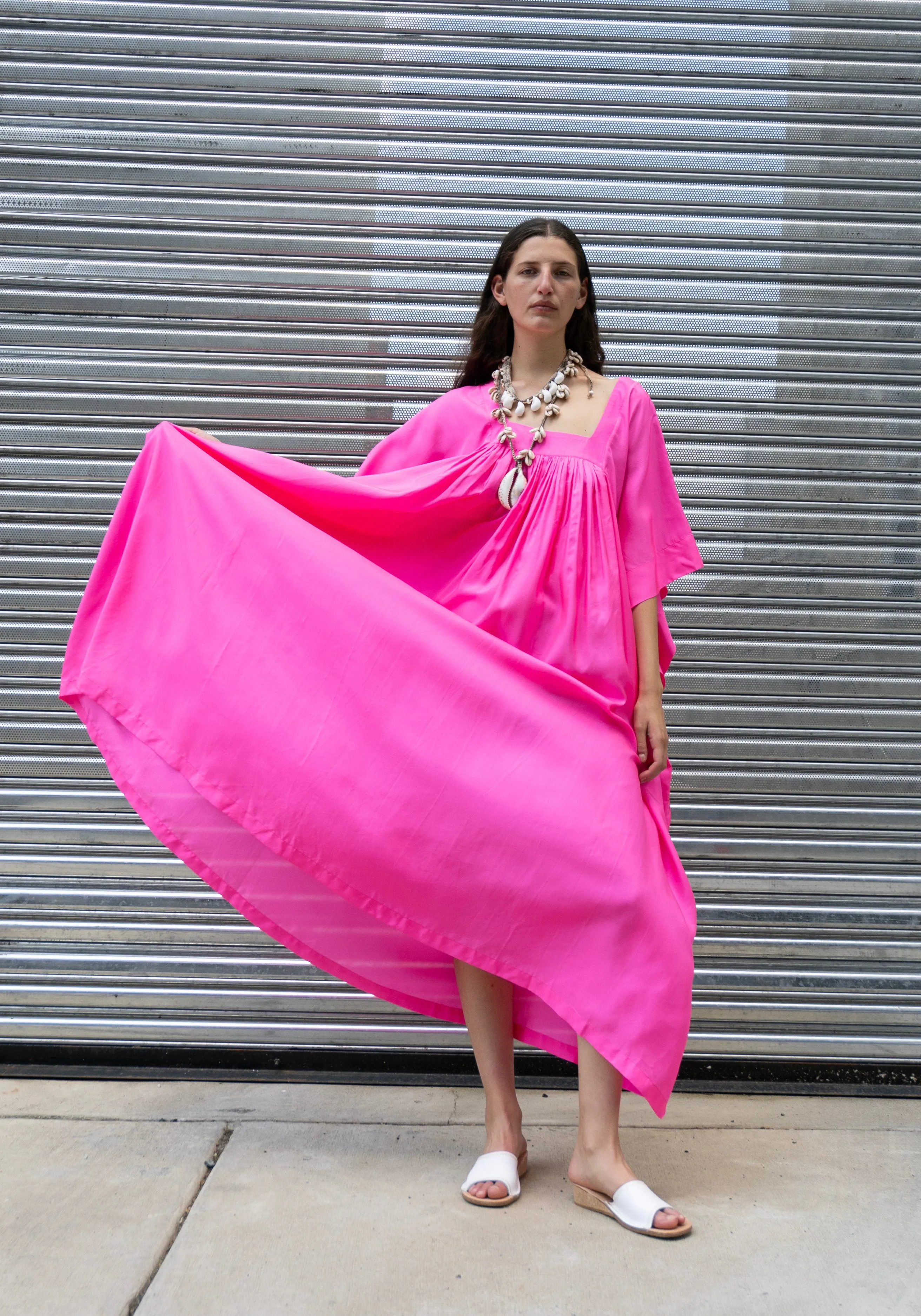 Hanoi Caftan Dress in Fuchsia