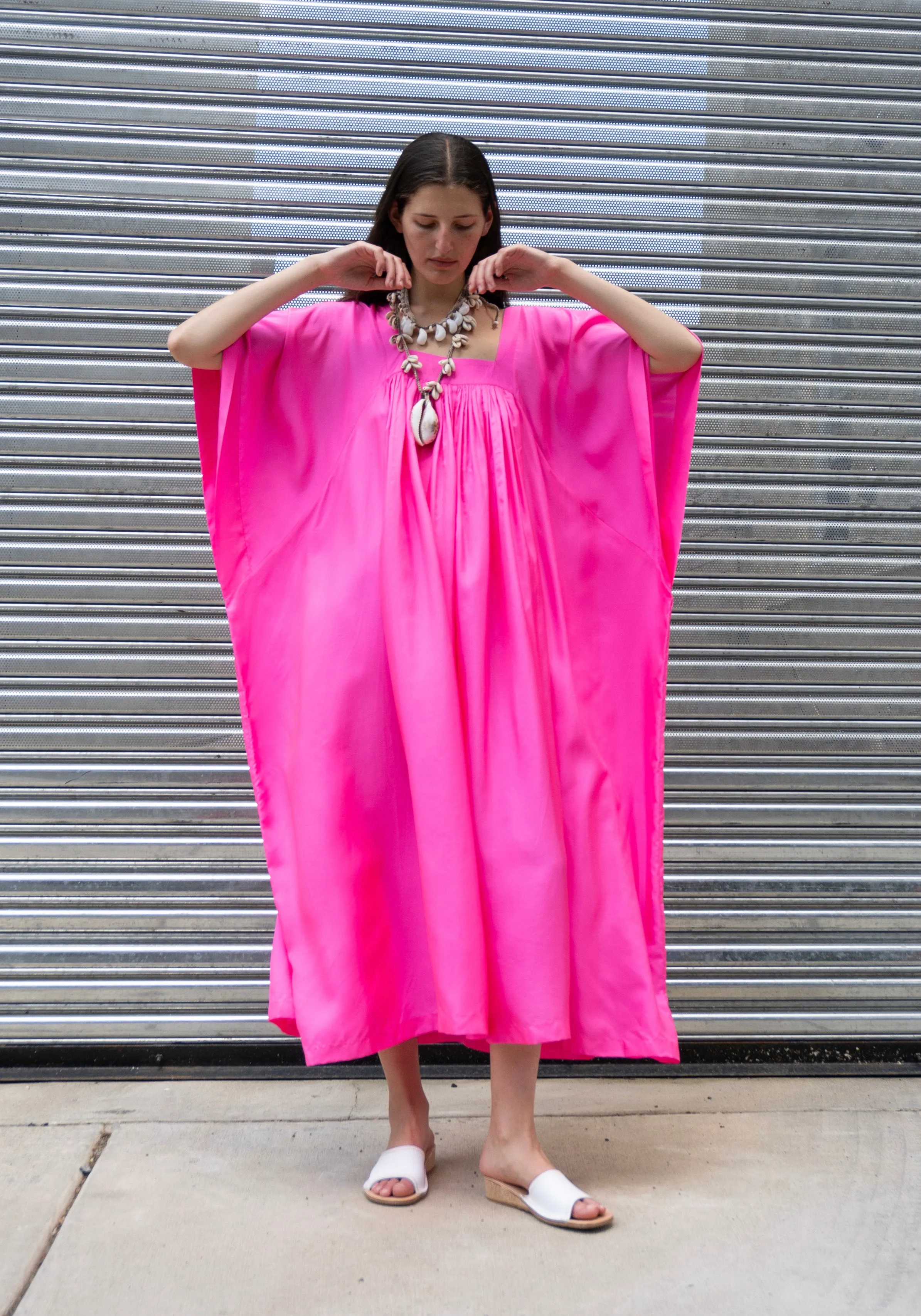 Hanoi Caftan Dress in Fuchsia