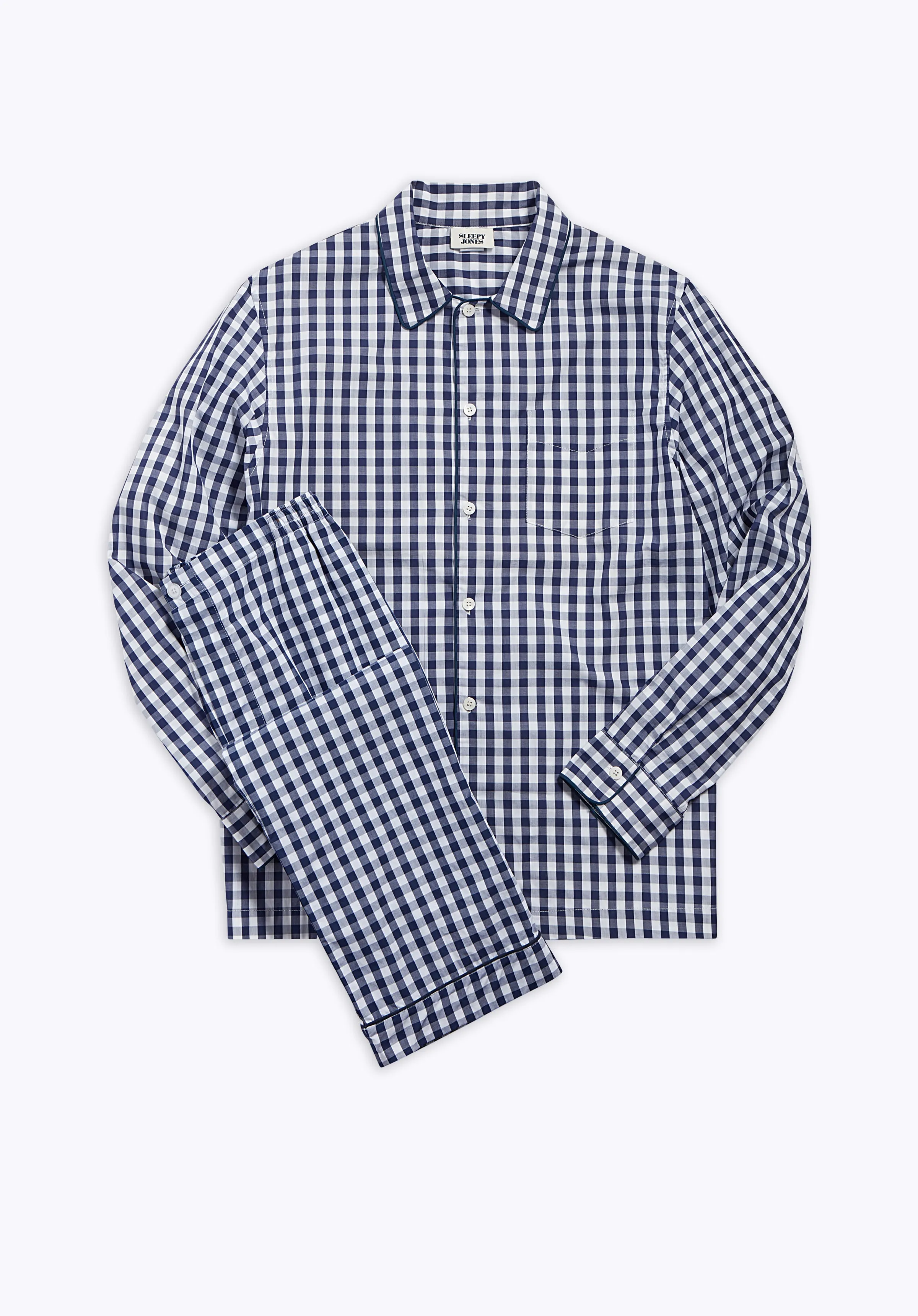 Henry Pajama Set in Large Navy Gingham