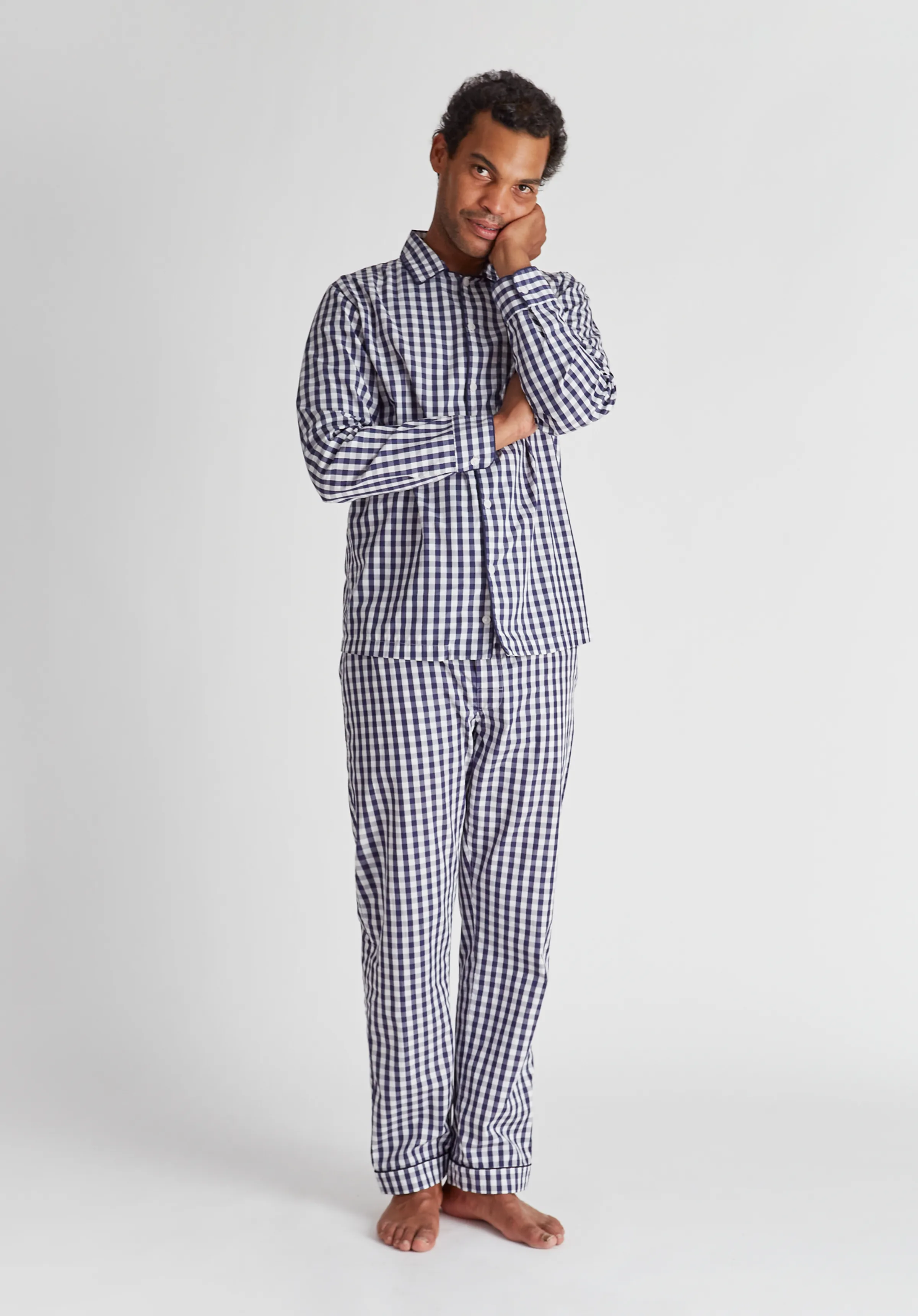 Henry Pajama Set in Large Navy Gingham