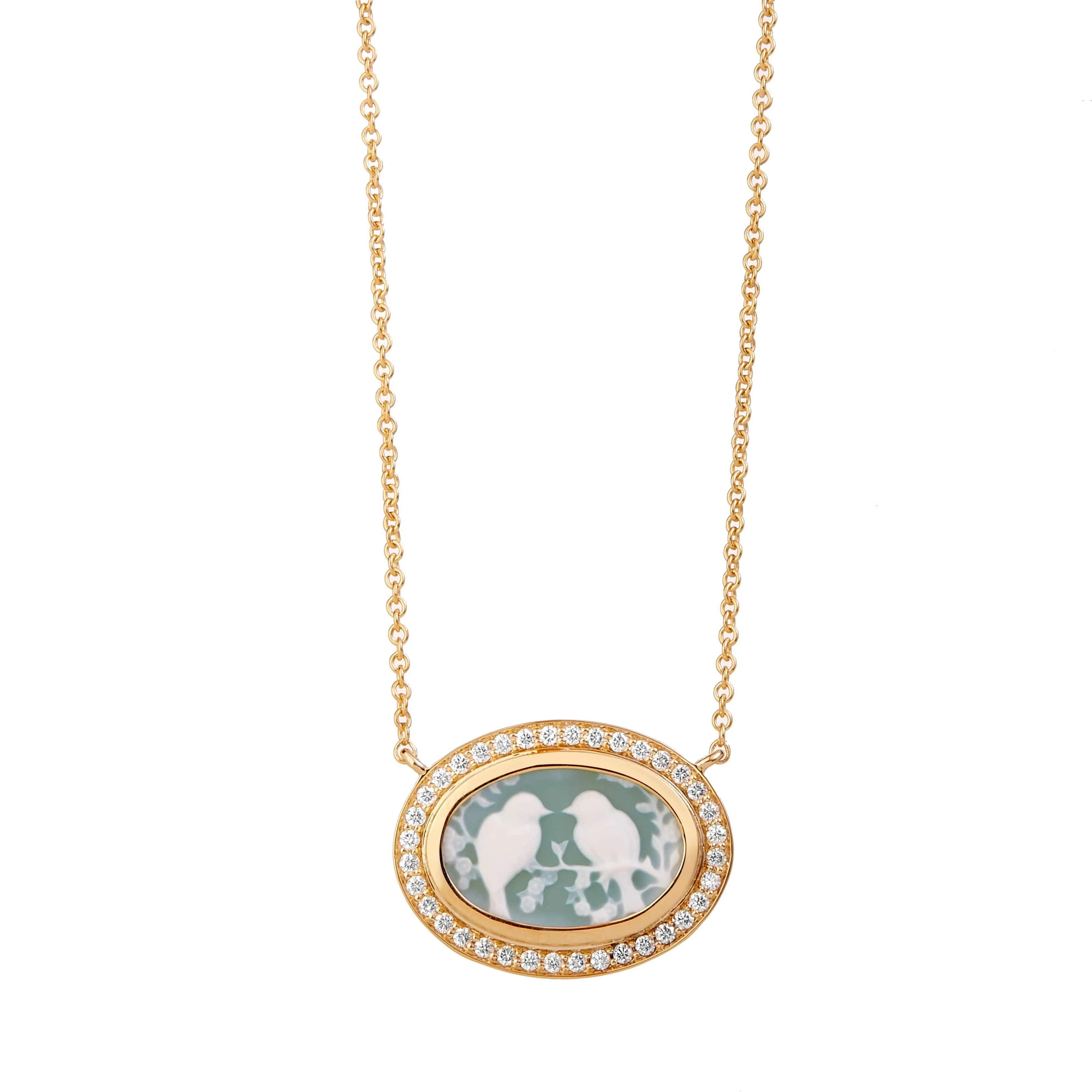 Jardin Love Birds Cameo Necklace