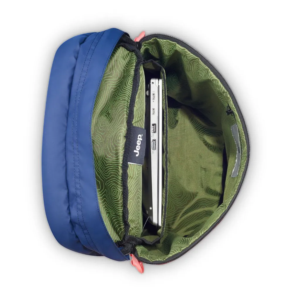 Jeep Cylindrical 17" Laptop Backpack with RFID - Navy