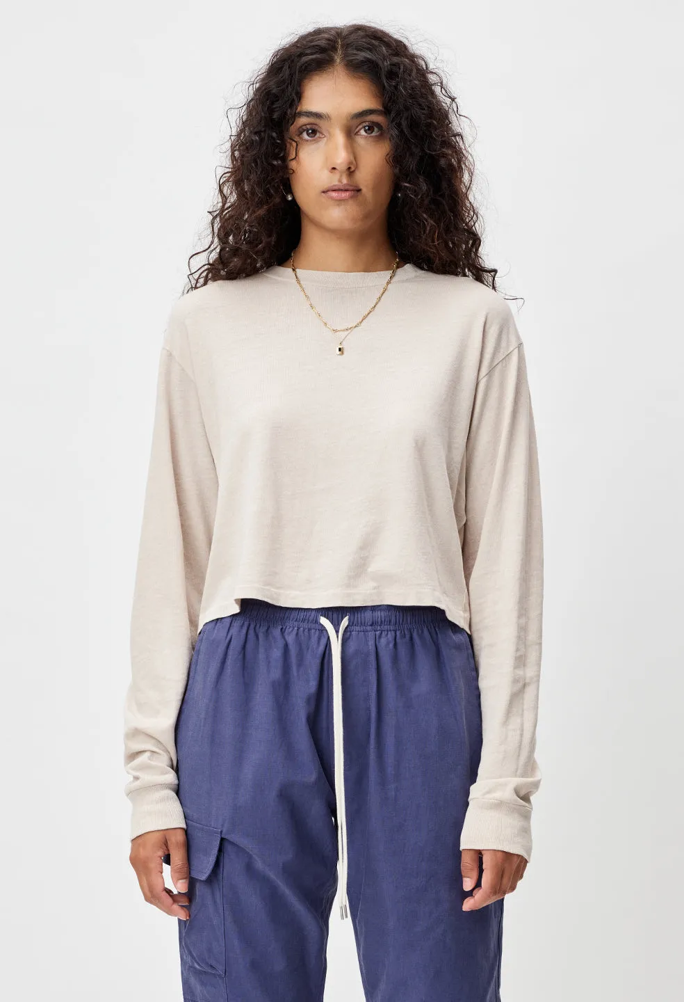 Jersey LS Cropped Tee / Fossil