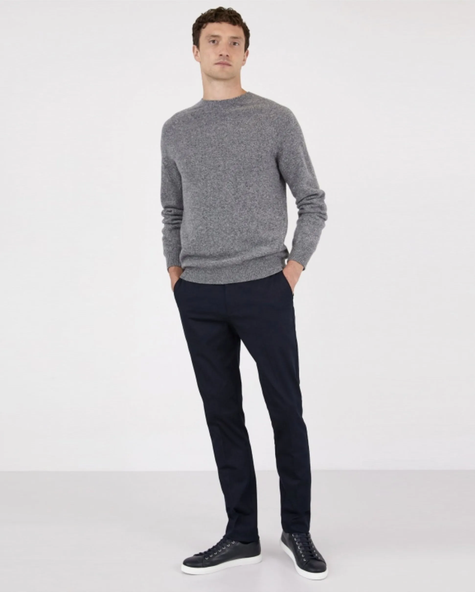 LAMBSWOOL CREW NECK JUMPER / MID GREY MELANGE