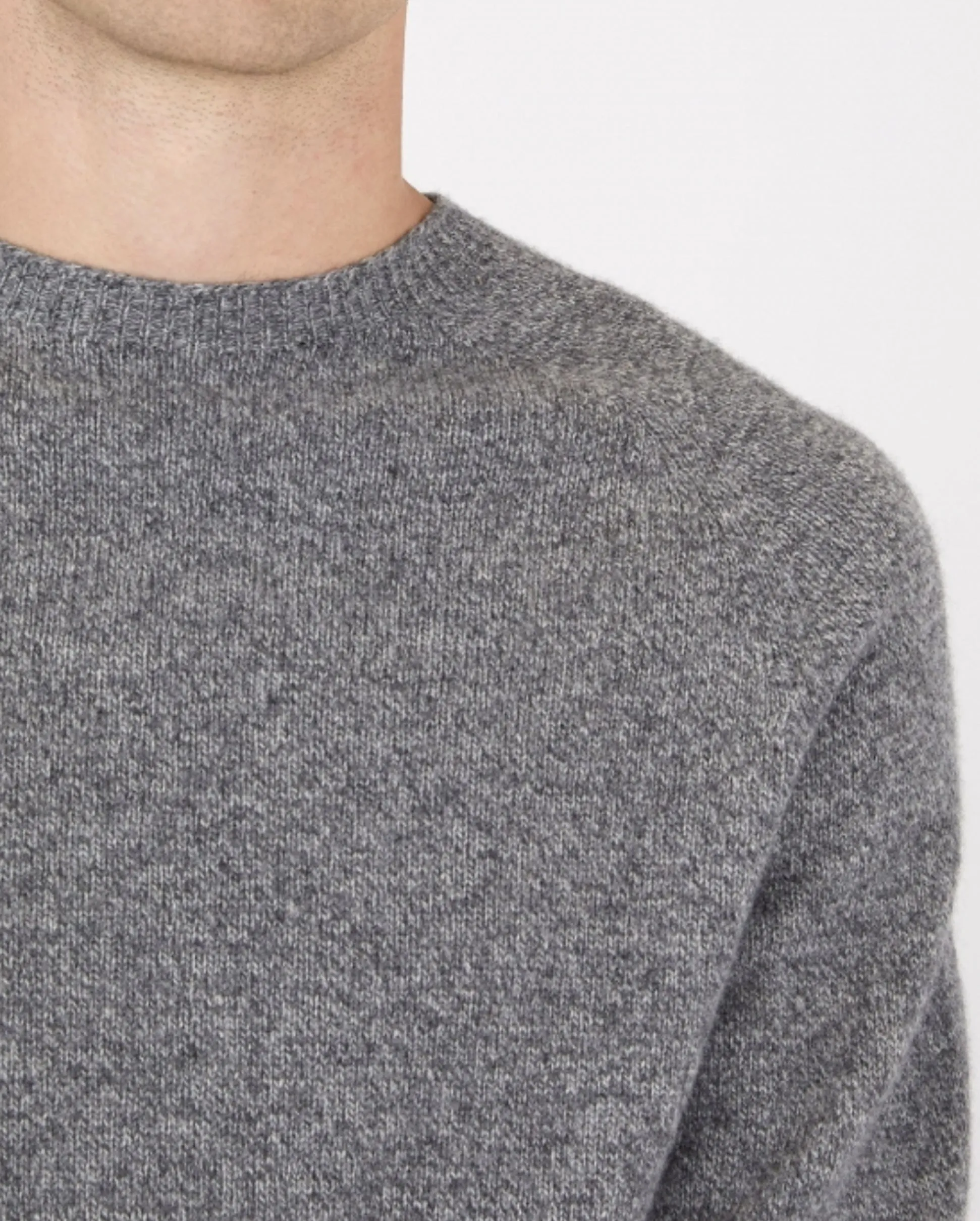 LAMBSWOOL CREW NECK JUMPER / MID GREY MELANGE