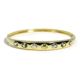 Lauren K - Odyssey Bangle Bracelet with Green Sapphires, 18k Yellow Gold