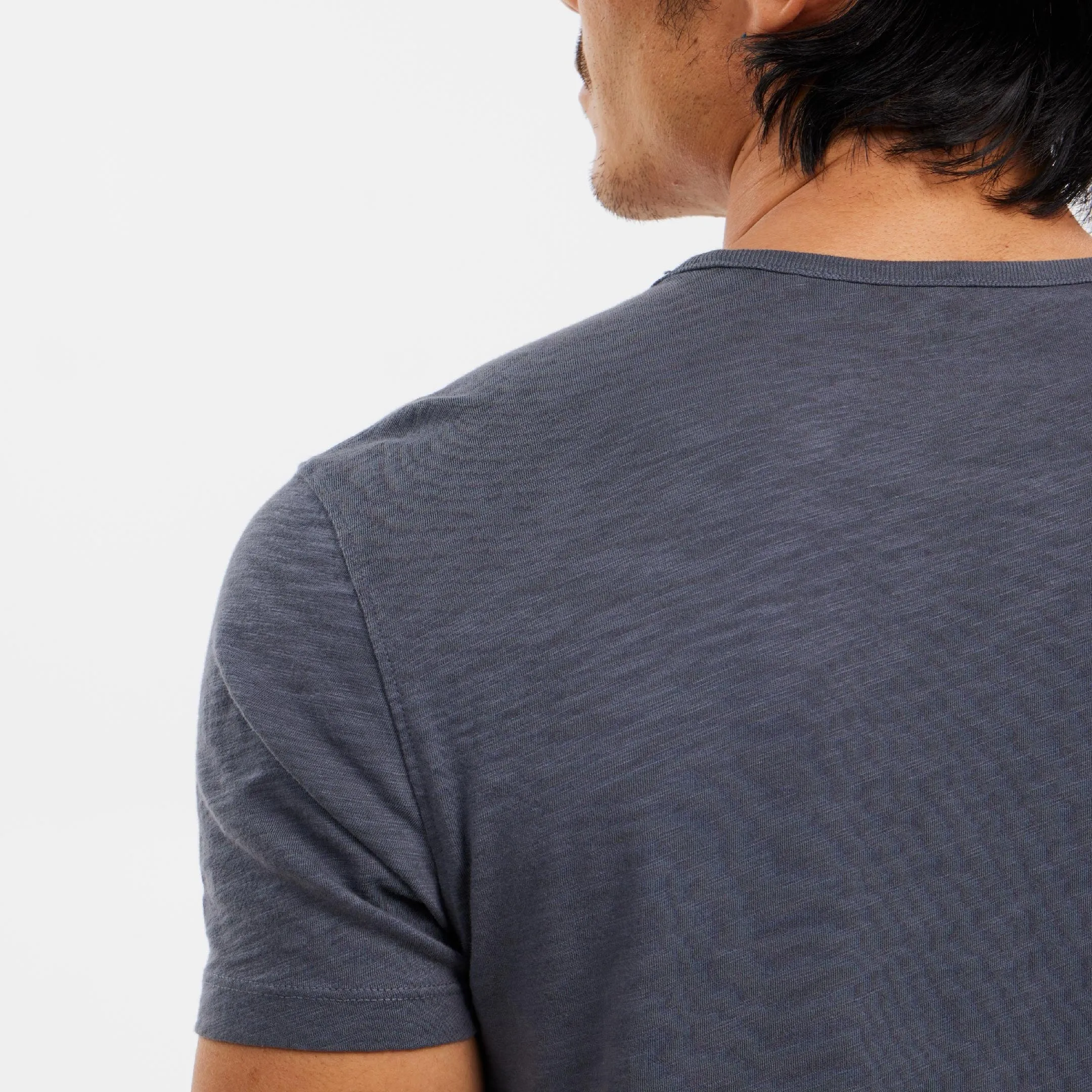 Lightweight Washed Dark Grey Crew Neck Tee