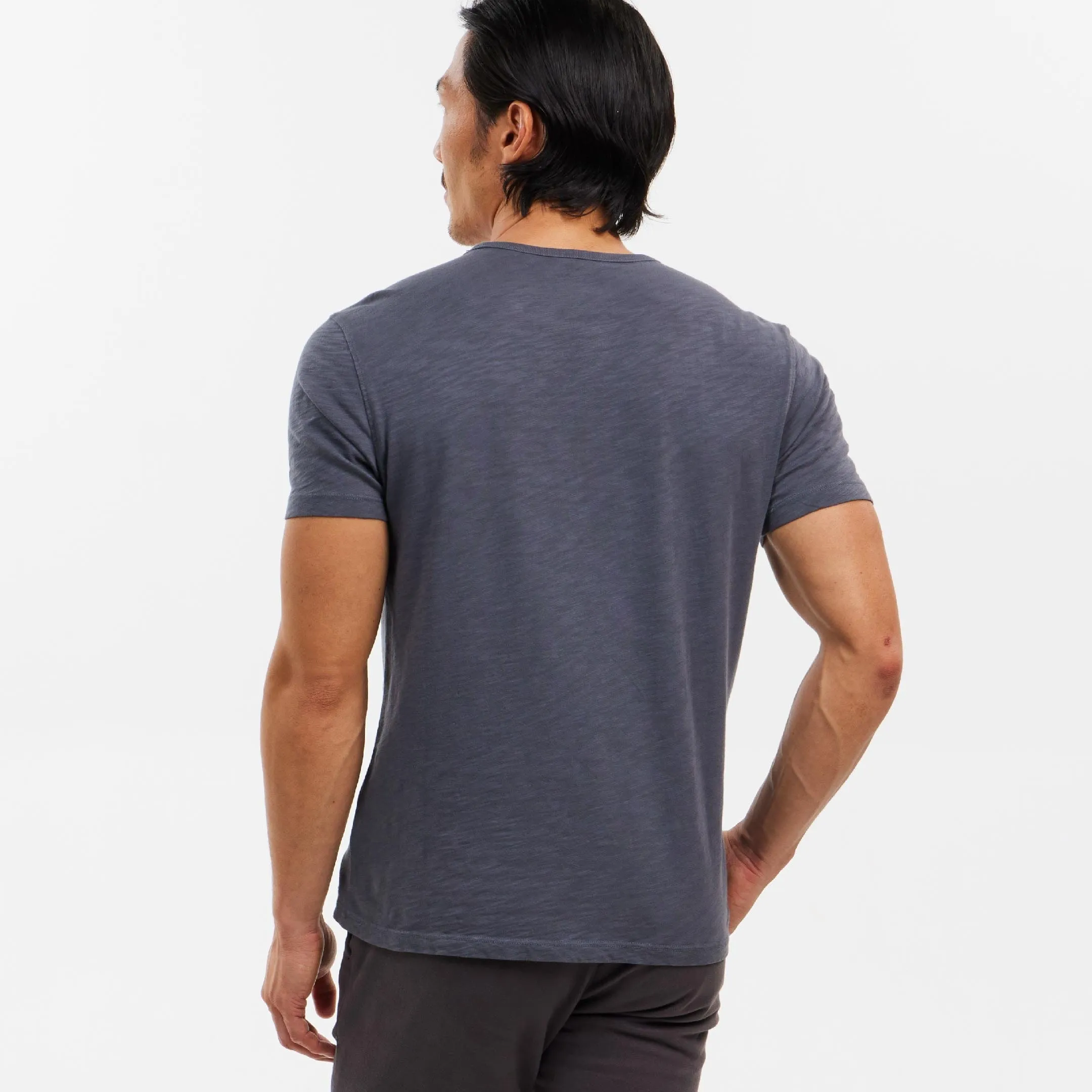 Lightweight Washed Dark Grey Crew Neck Tee