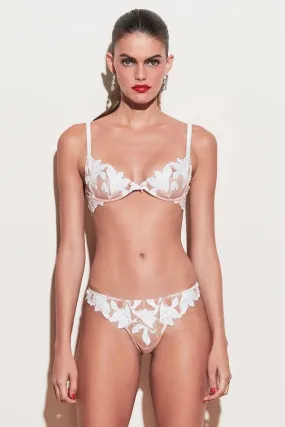 Lily Embroidery Plunge Demi Bra Ivory