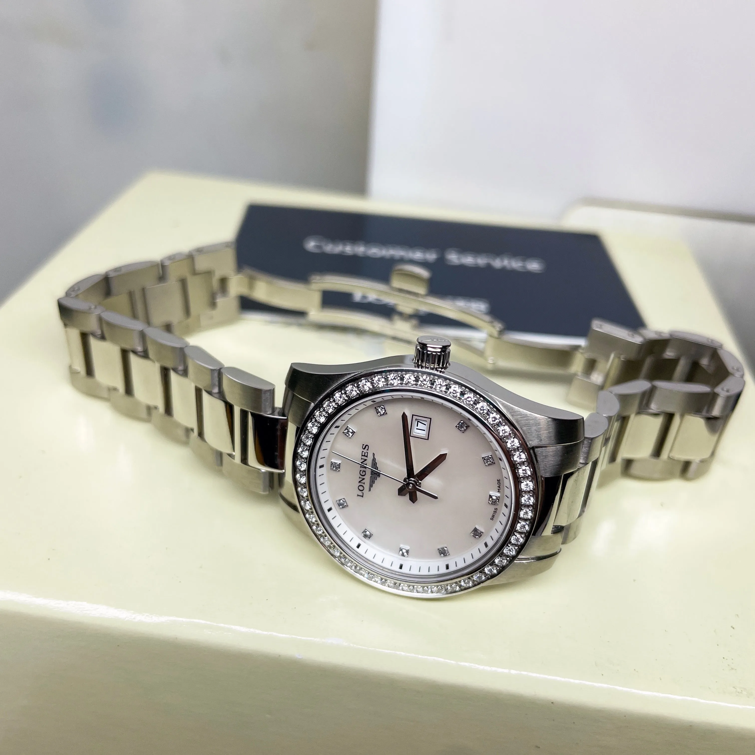 Longines Conquest 29.5MM Quartz Mother of Pearl Stainless Steel Watch L33000876