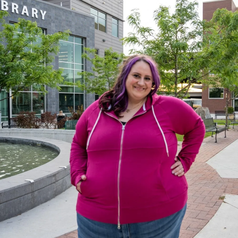 Magenta Full zip Woman's Hoodie