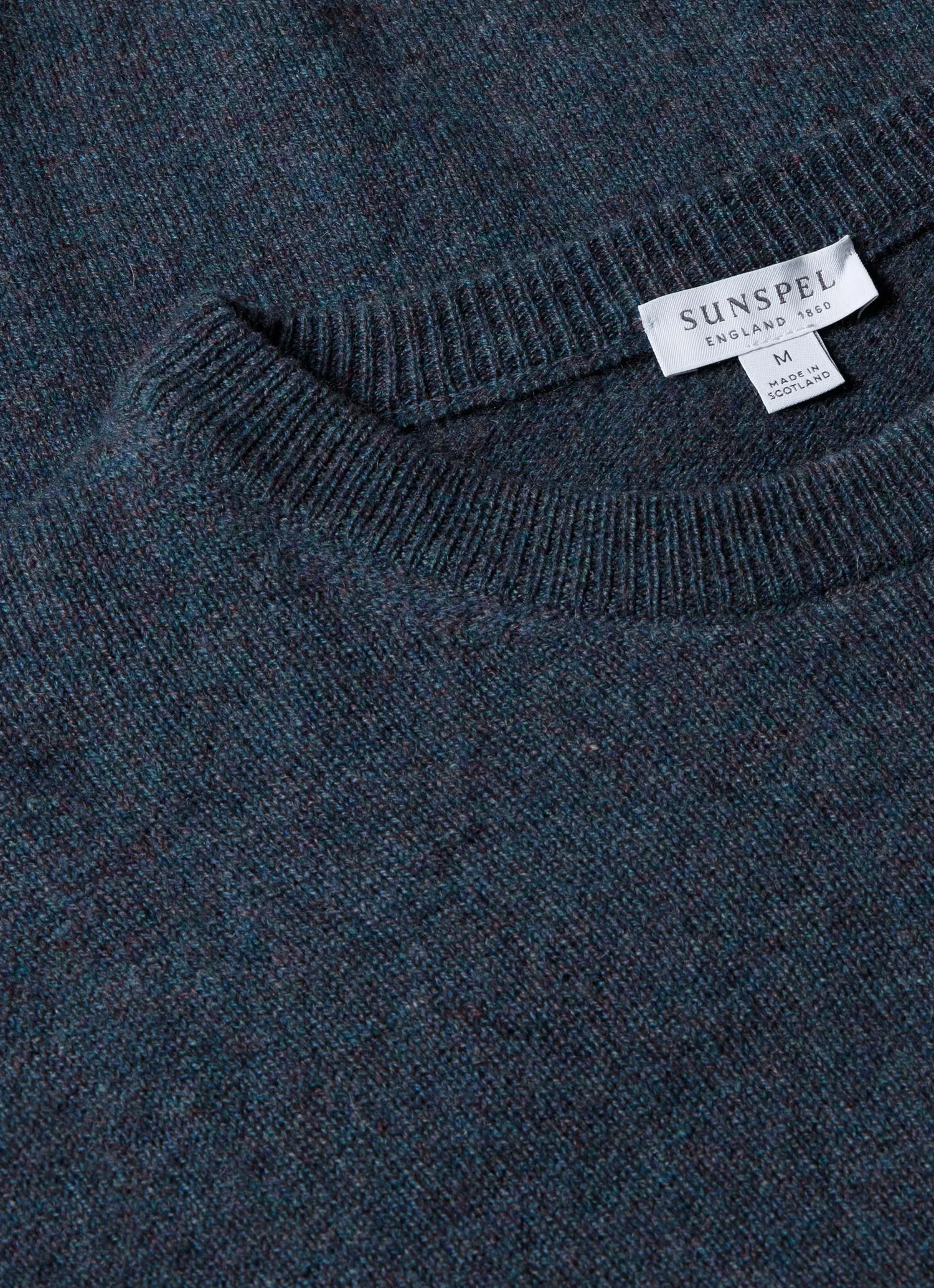 Men's Cashmere Crew Neck Jumper in Peacock Melange