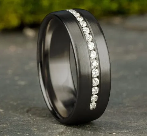 Men's Wedding Band, 7.5MM Tantalum with Lab Grown Diamonds