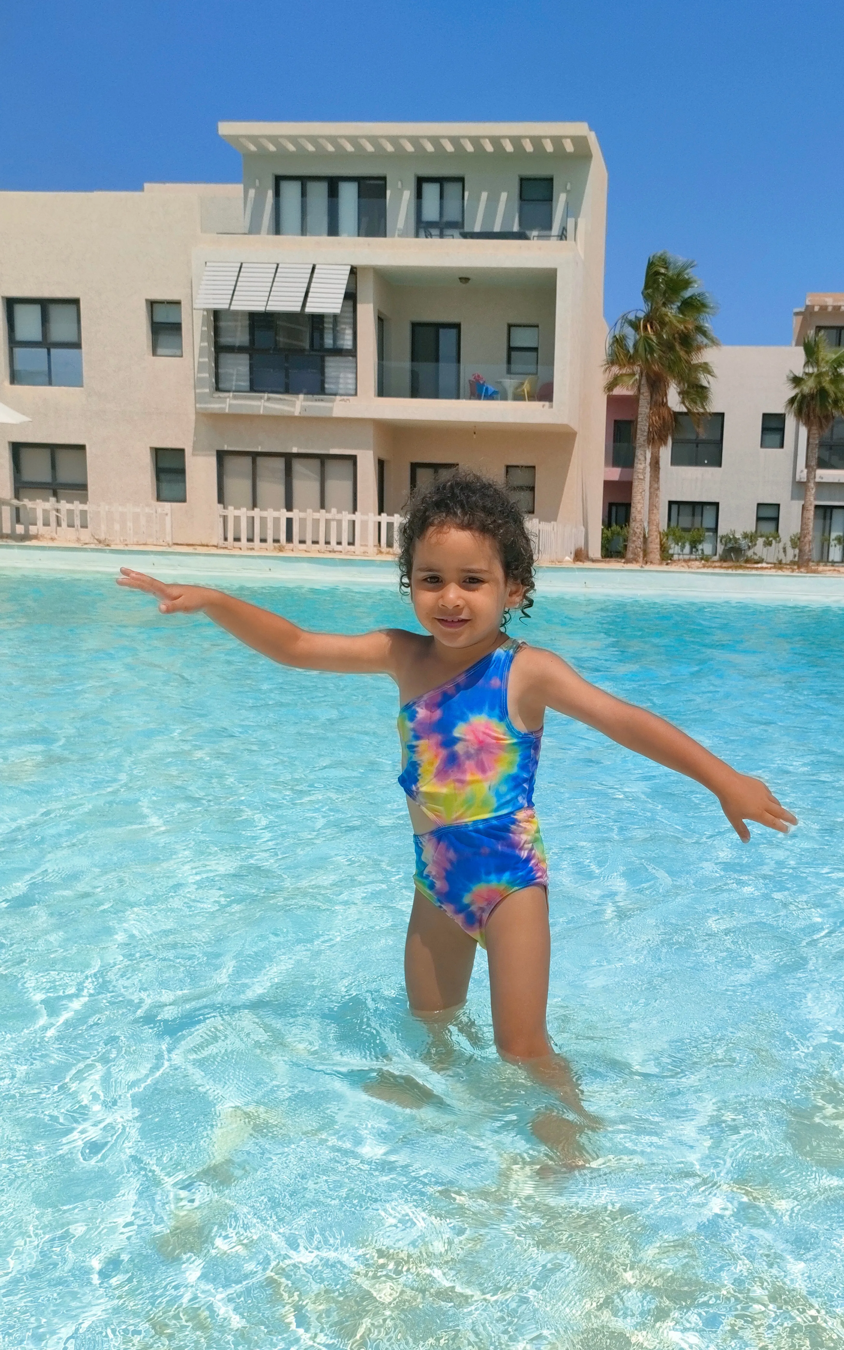 Neon Swirl cut out swimsuit