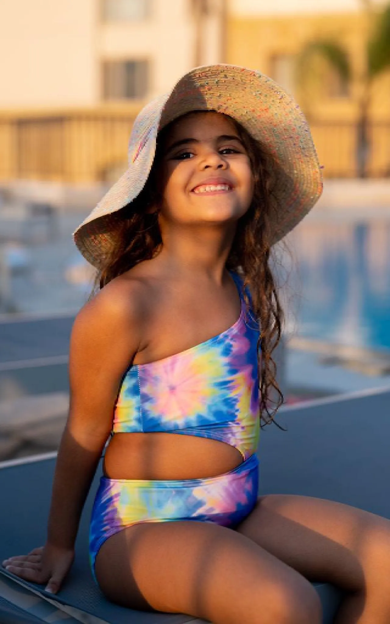 Neon Swirl cut out swimsuit