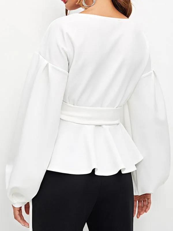 Off Shoulder Lantern Sleeve Shirt