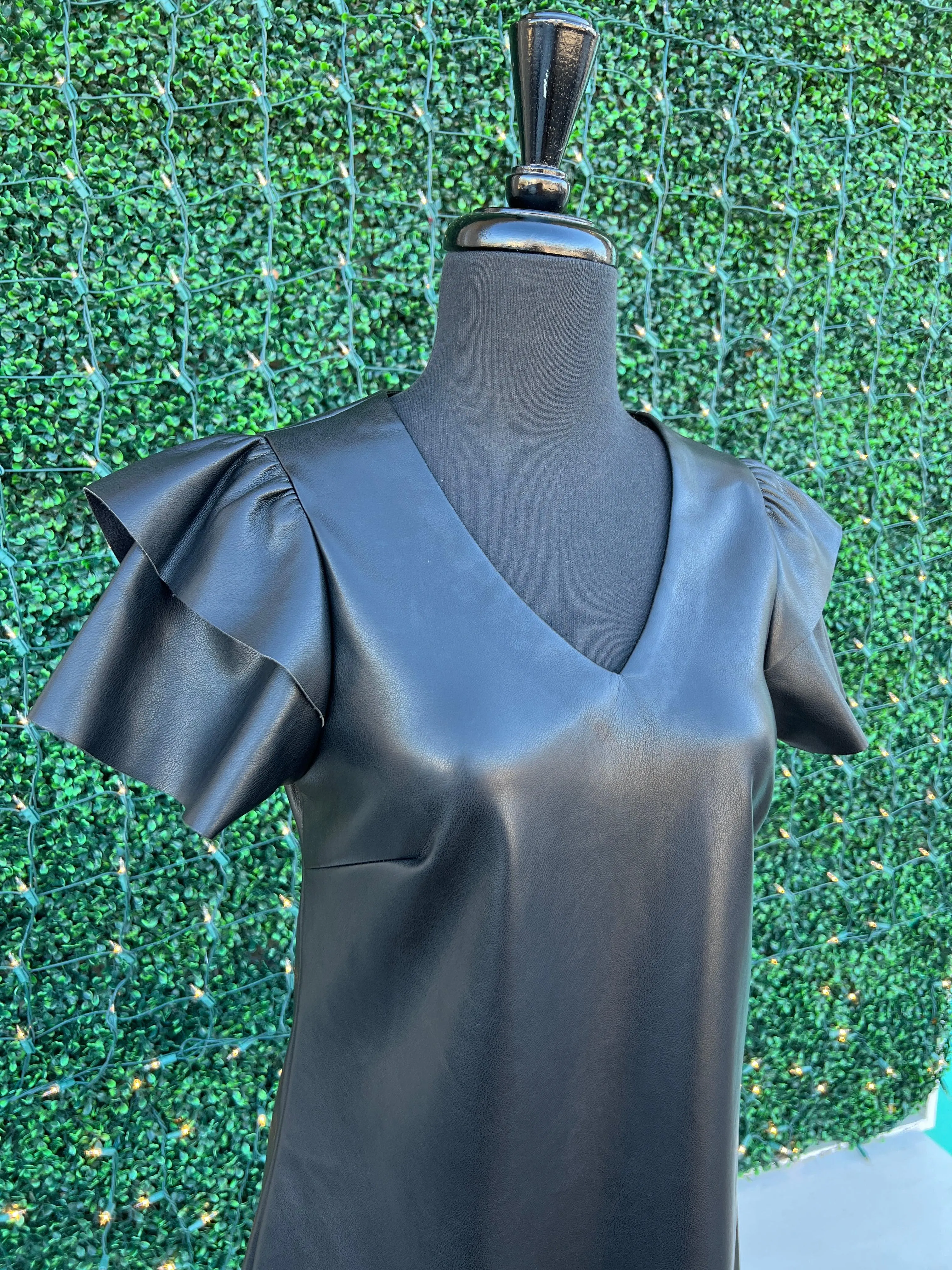 Pleather Flutter Dress