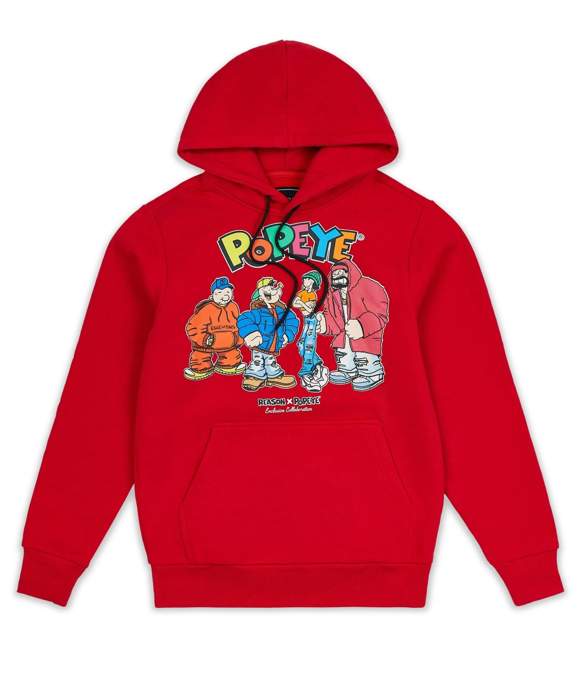 Popeye Crew Graphic Print Hoodie - Red