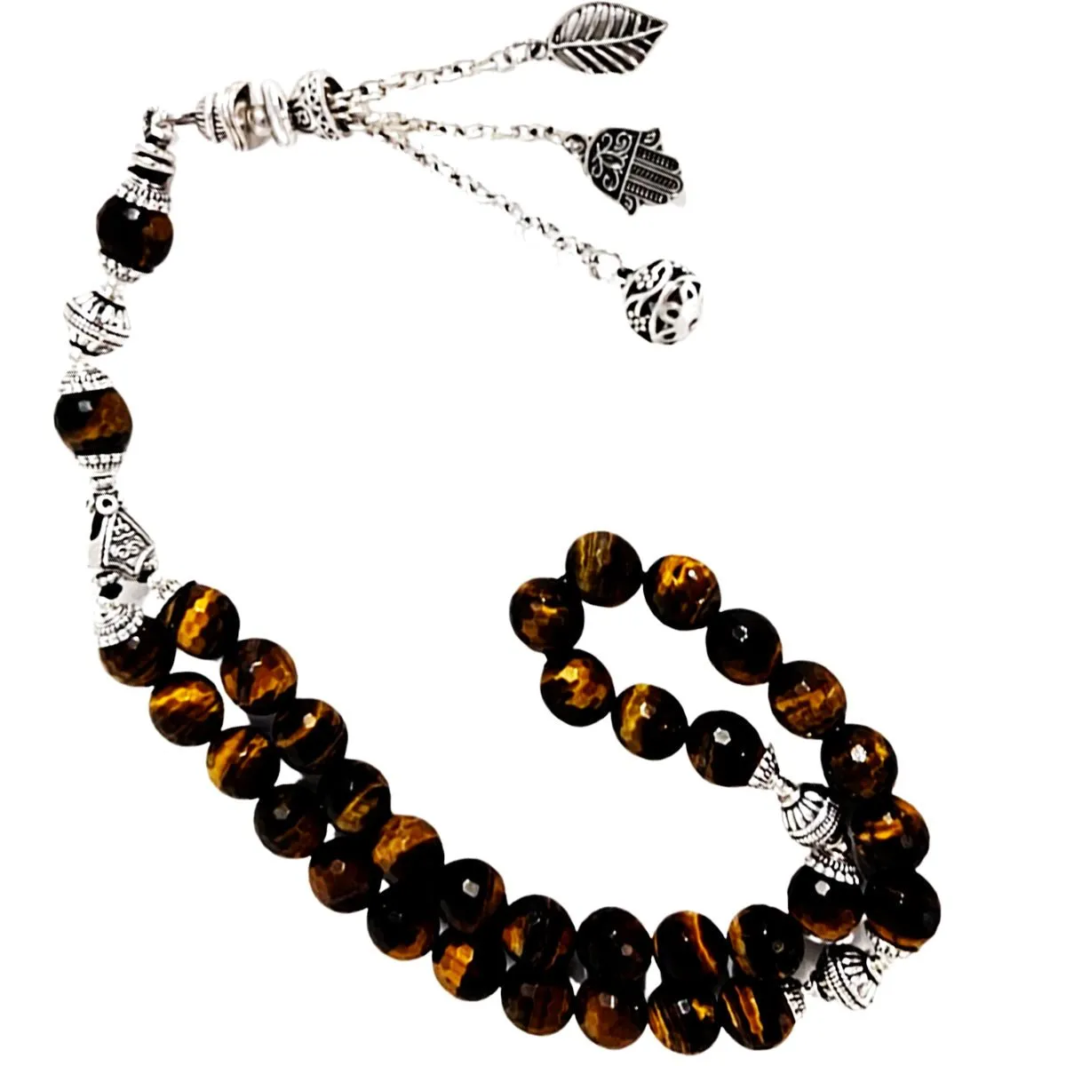 Prayer Beads Premium Tiger's Eye Gemstone Laser Cur