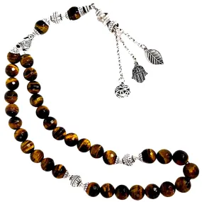 Prayer Beads Premium Tiger's Eye Gemstone Laser Cur