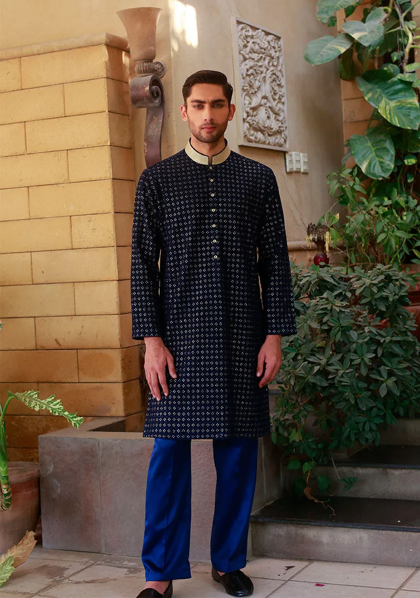 Premium Chiffon Couture Dark Sapphire Kurta Pajama