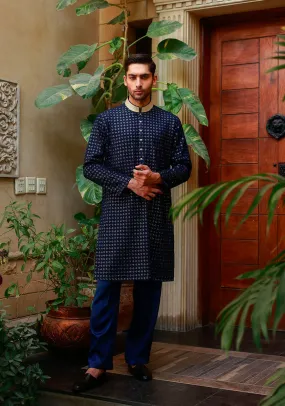 Premium Chiffon Couture Dark Sapphire Kurta Pajama