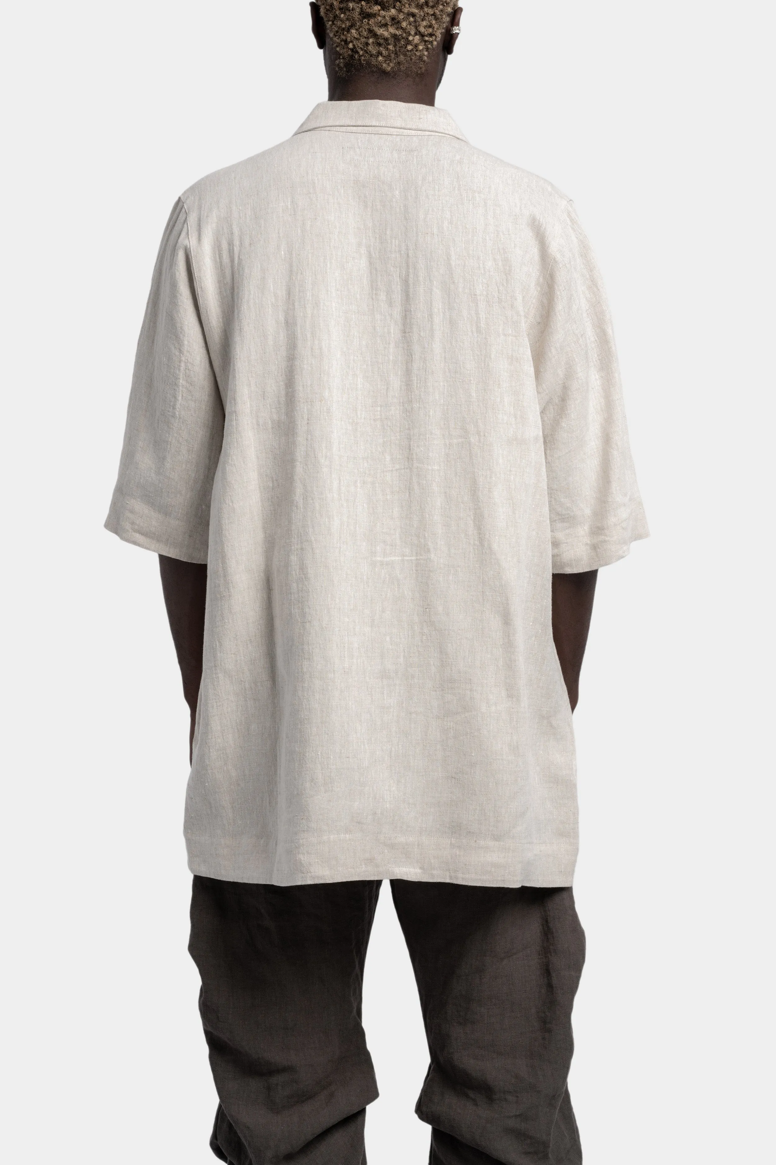 Relaxed linen short sleeve  shirt, Grey