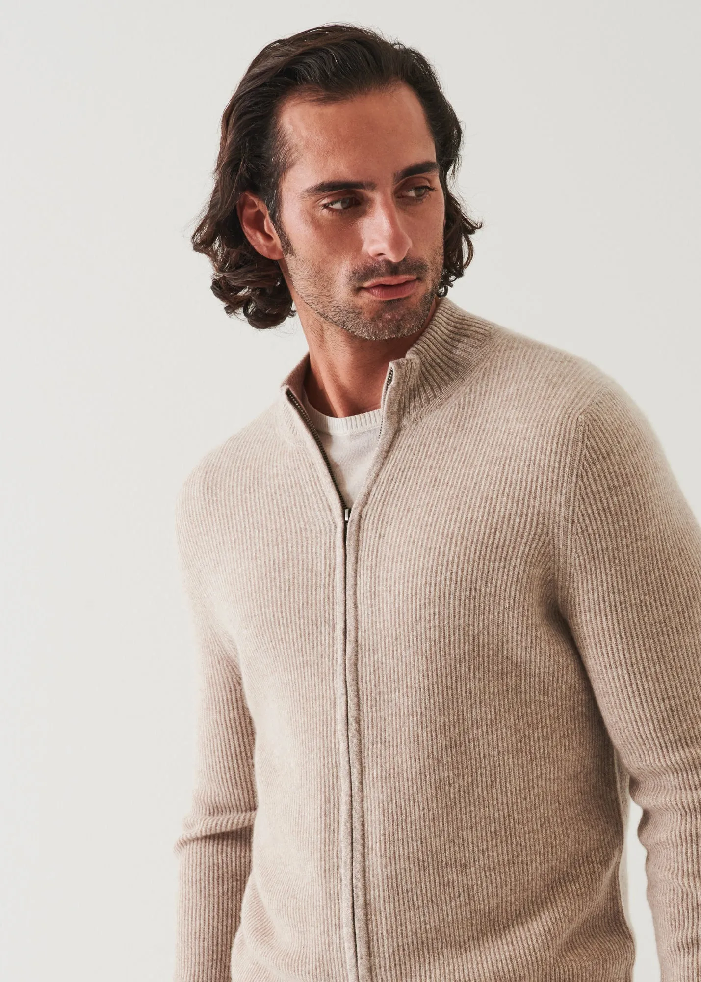 RIBBED CASHMERE FULL ZIP