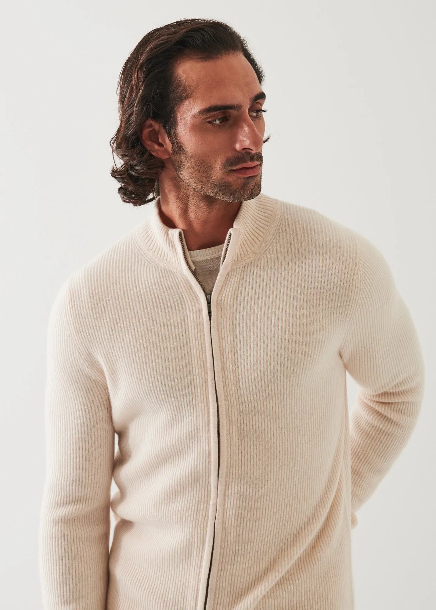 RIBBED CASHMERE FULL ZIP