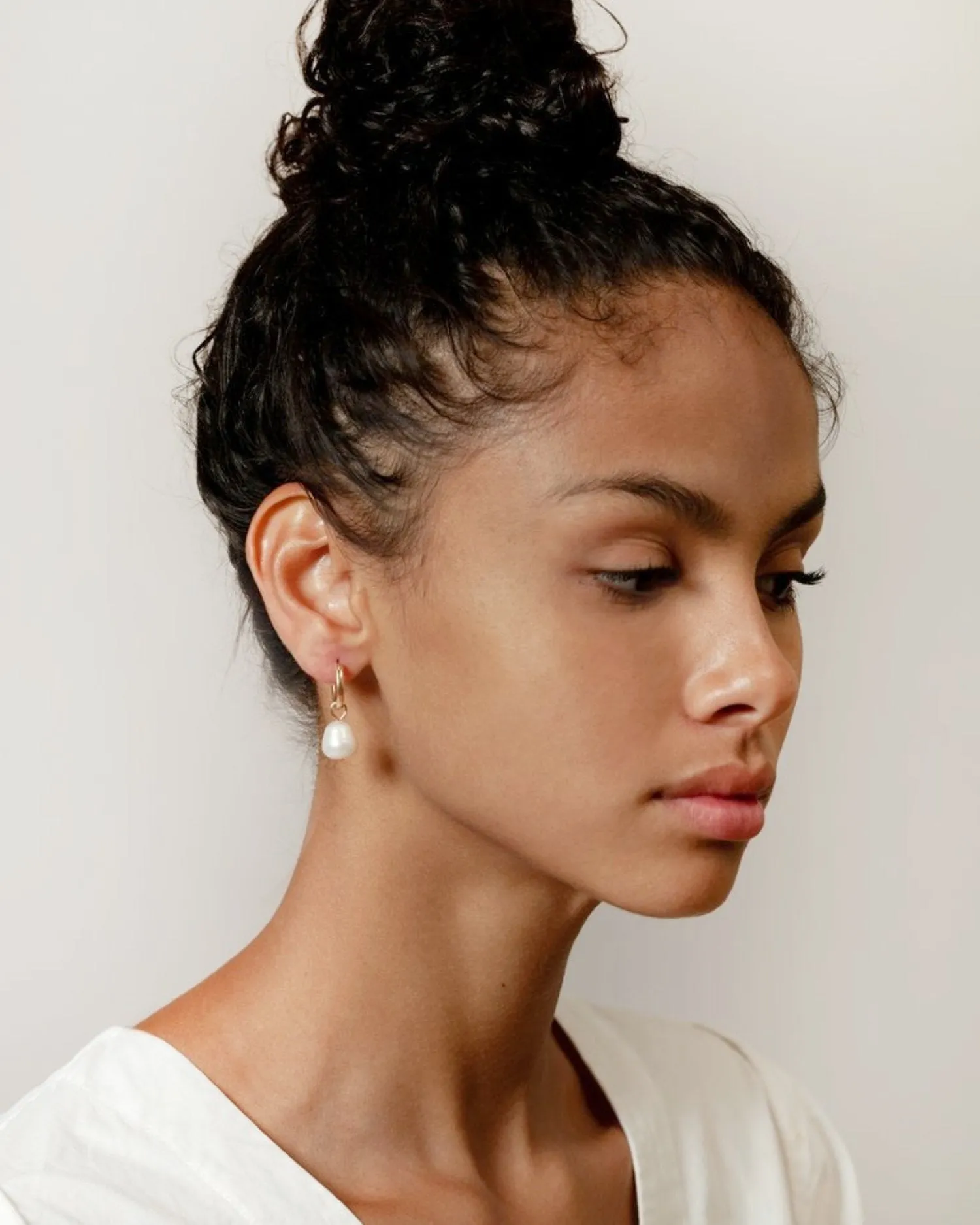 Small Pearl Hoops – Gold Plated