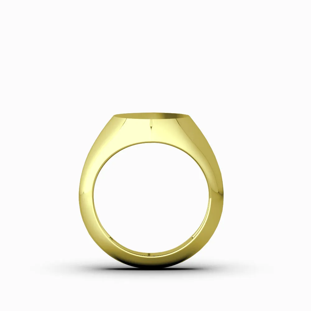 Solid 18k Yellow Gold Blank Pinky Signet Band Ring For Men