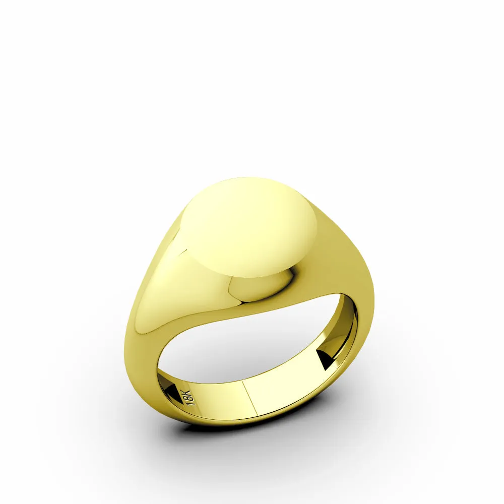 Solid 18k Yellow Gold Blank Pinky Signet Band Ring For Men