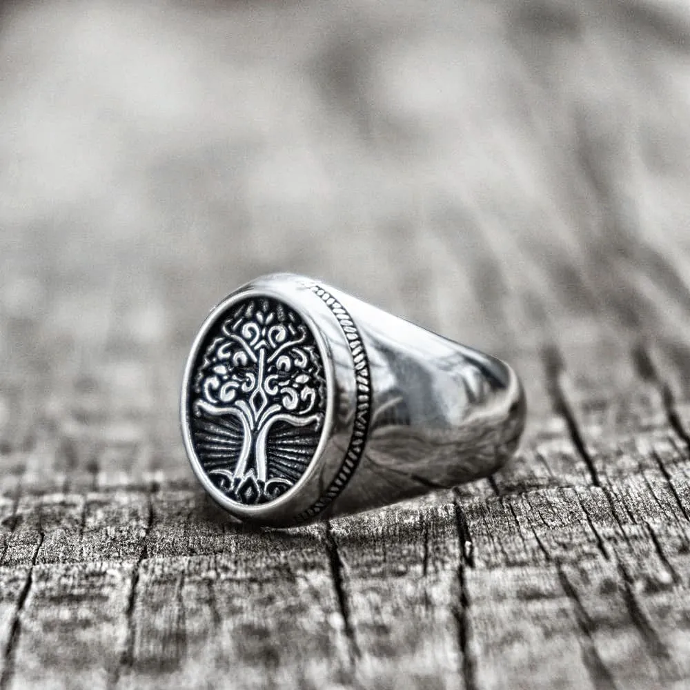 Stainless Steel Yggdrasil / Tree of Life Circular Ring