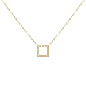 Street Light Diamond Square Necklace in 14K Yellow Gold Vermeil