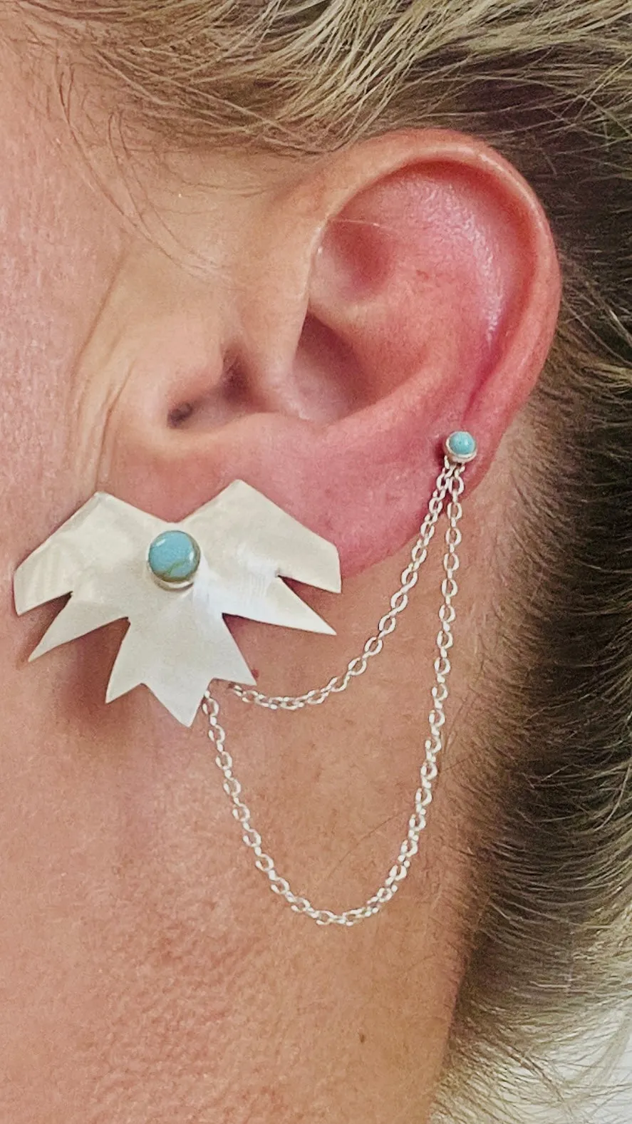 THUNDERBIRD DOUBLE STUD TURQUOISE EARRINGS