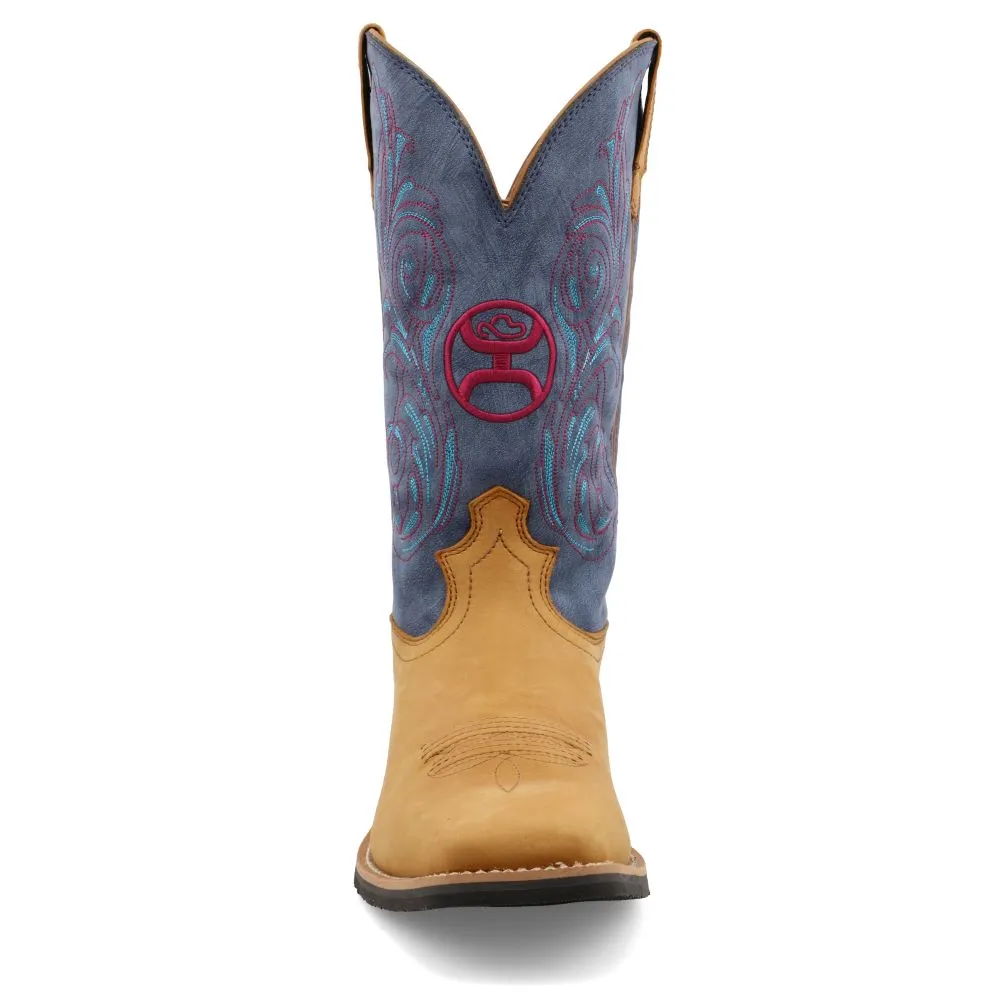 'Twisted X' Men's 12 Hooey Western Square Toe - Peanut / Teal