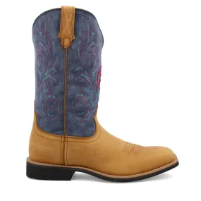 'Twisted X' Men's 12 Hooey Western Square Toe - Peanut / Teal