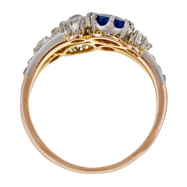 Victorian Sapphire & Diamond Twin Stone Toi et Moi Ring